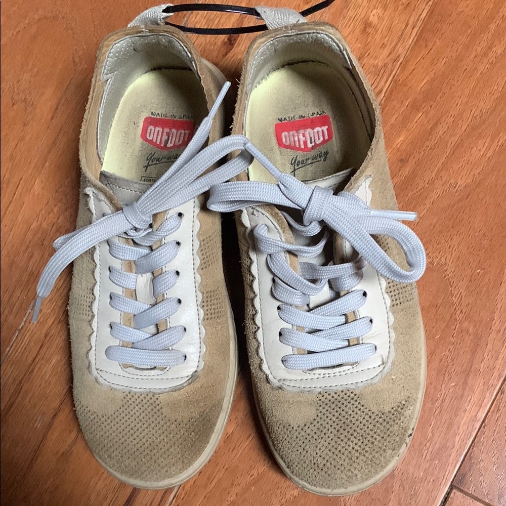 OnFoot Barefoot Leather 'Your Way' Tan Suede Sneaker Tennis Shoes Zero Drop